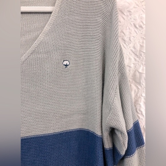 Southern Shirt Co. Relaxed Cotton Sweater Gray + Blue sz. Small - Picture 5 of 5